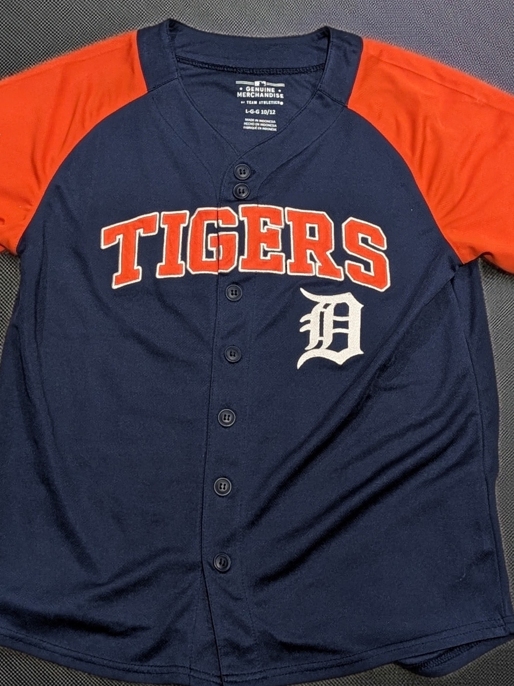 Kids Navy and Orange Tigers Button-Up Baseball Top